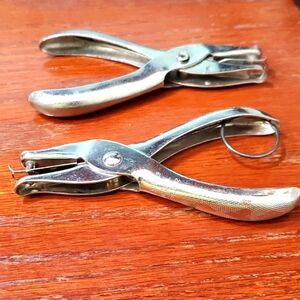 Vtg 2 Single Hole Metal Paper Punches 1 for Circle Hole; 2nd Normal Punch Hole